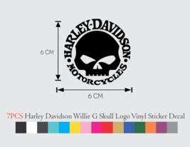 7 PCS Harley Davidson Willie G Skull Vinyl Sticker decals Set 2.3INCH - £9.73 GBP+