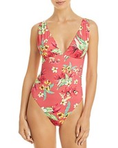 MSRP $98 Aqua Swim Ruched Printed One Piece Swimsuit Orange Size Medium NWOT - £28.24 GBP