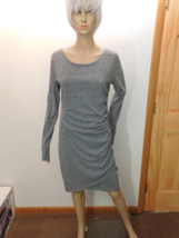 LEITH Long Sleeve Side Ruched Jersey Dress Asymmetrical Hem Sz L Heather... - $29.95