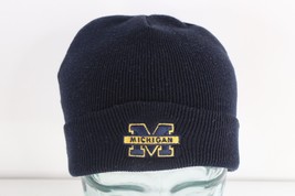 Vintage 90s Spell Out Block M University of Michigan Winter Kit Beanie Hat Blue - £23.22 GBP