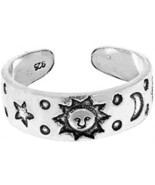 925 Sterling Silver Celestial Sky Sun Moon And Star Toe Ring Or Pinky Ring - £32.30 GBP