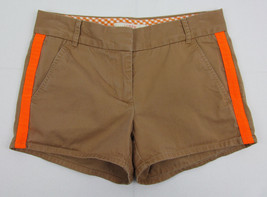 J. Crew short shorts Chino Broken in Orange stripe Light Brown Womens Si... - £12.34 GBP
