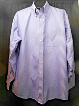 Kirkland Signature Men&#39;s Purple White Stripe Long Sleeve Non-Iron Shirt ... - £18.97 GBP