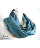 Blue Floral Border Silk Scarf - Lightweight Spring Summer Trend Womens S... - £25.52 GBP