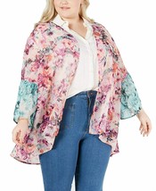 Style &amp; Co. Plus Size Floral Printed Kimono Watercolor Field 1X New With Tags - £12.80 GBP