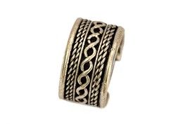 Tribal Balinese Ring, Adjustable Open Band, Silver Plated Ring - £11.88 GBP