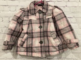 CALVIN KLEIN Toddler Coat 3T toddler Pink Gray White Plaid Button Front ... - $10.88