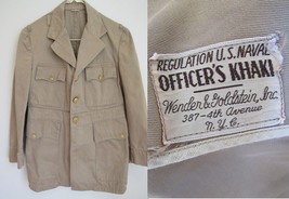 WW2 military US NAVY Officer&#39;s Khaki Jacket antique vintage 1940&#39;s WWII - £74.63 GBP