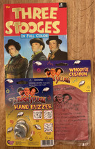 The Three Stooges Hand Buzzer &amp; Whoopee Cushion 1996 Novelty Toys &amp; Comic Book - £22.15 GBP