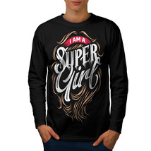 Wellcoda Super Girl Mens Long Sleeve T-shirt, Hero Women Graphic Design - £18.26 GBP