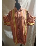 Tommy Bahama 100% Silk Stripped Shirt  With hidden Crabs Design 2XL - $493.26 MXN