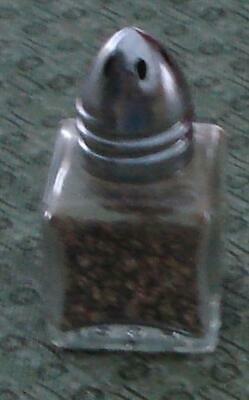Little Glass Pepper Shaker, Silver Tone Metal Screw On Shaker Cap, TINY ... - $5.93