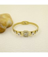 18k Layered Real Stainless Steel Solid Fancy Bangle Cubic Zirconia - $276.42 MXN
