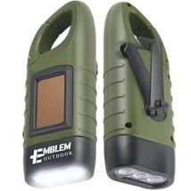 Emblem OD Hand Crank Solar Powered Flashlight, Emergency Rechargeable LE... - $15.99
