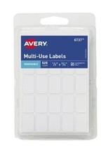 Avery Removable Multi-Use Labels, 1/2&quot; X 3/4&quot;, #6737, Pack of 525 Labels - £4.68 GBP