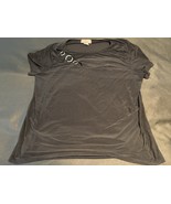 Diana Belle Woman Black Top 3X Silver Ring Accent Short Sleeve Stretchy ... - €10,75 EUR