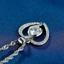 3CT Redondo Imitación Diamante Forma Corazón Collar con Colgante 14K Blanco Oro - £165.11 GBP