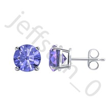 0.20 Ct Lab Created Tanzanite 14k White Gold Plated Solitaire Stud Earrings 3mm - £10.35 GBP