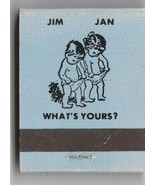 Vtg Strike on Matchbook  of Jim &amp; Jan  What&#39;s Yours (baby blue) Restaura... - $152.28 MXN
