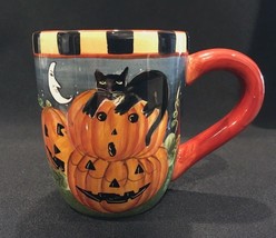 Oneida Halloween Pumpkin Cat Jack O Lantern 12oz. Coffee Mug - £14.86 GBP