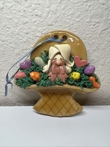 Handmade Cottage Core Country Easter Basket W/Bunny &amp;Eggs Ornament Wall ... - $12.00