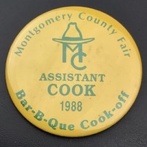 Montgomery County Fair BAR-B-QUE Cookoff 1988 Texas BBQ Cook Off 80s Pin Button - £7.93 GBP