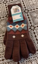 Muk Luks Knit Gloves Purple Nordic Geo Ladies one Size Warm Winter Wear NWT - $12.99