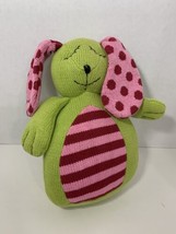 Pottery Barn Kids green pink striped dots sweater knit bunny rabbit pupp... - $8.90