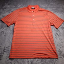 Greg Norman Play Dry Polo Shirt MensLarge Orange Striped Casual Golf - £15.10 GBP