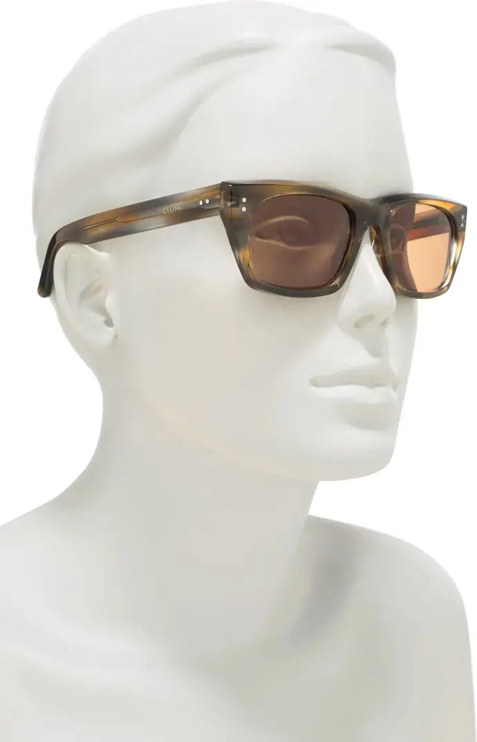 CELINE CL40060I 55J Brown 53mm Rectangle Unisex Sunglasses CL 400060i - $440.01 CAD