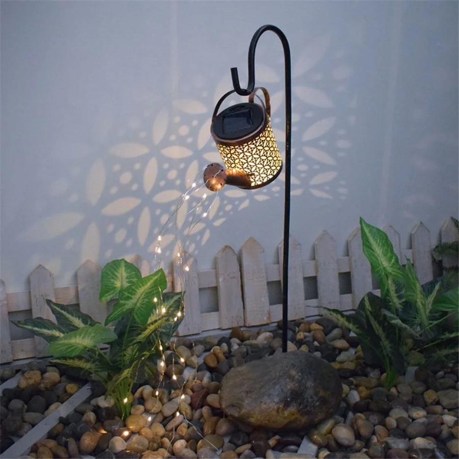 New Outdoor Waterproof Solar Led Watering Can Lamp  -out Shower Lawn scape Chris - £80.48 GBP