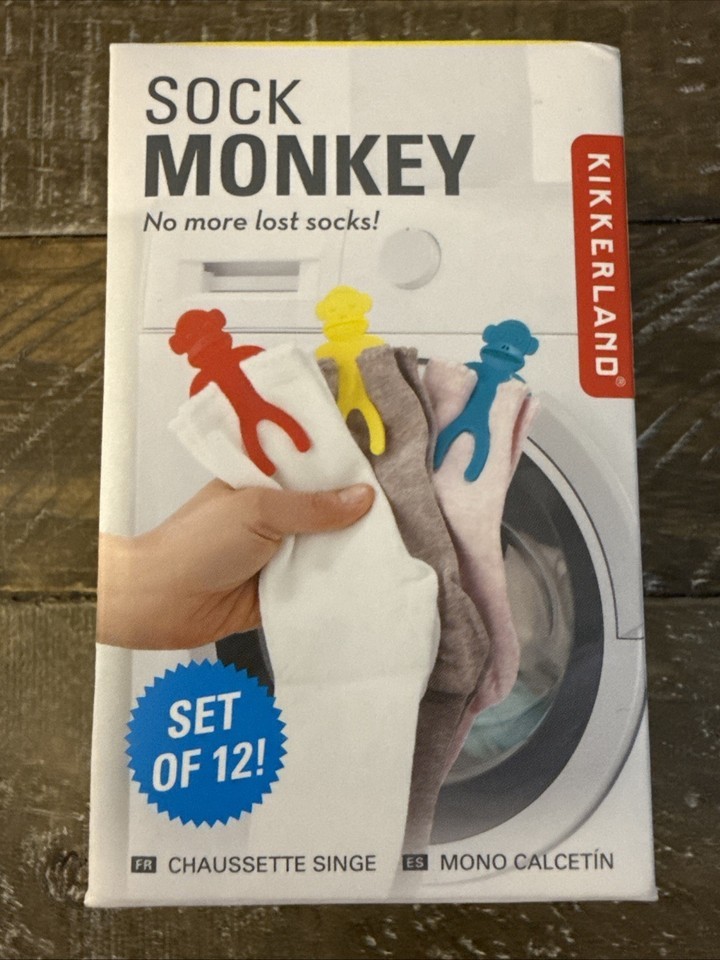 Kikkerland Sock Monkey / Sock Set Keeper for Washing &amp; Drying - Set of 12 - $11.76