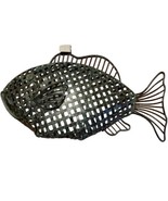 Green Metal Fish Design Wall Decor Painted Wrought Iron Fish Textural De... - $13.85