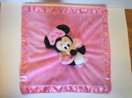 Disney Minnie Mouse Pink Security Lovey Crinkle Ears Rattle Head Satin T... - $19.80