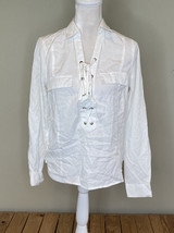 pink + sophie NWT $54.50 women’s Lace up Two pocket Blouse size S Ivory O8 - £14.20 GBP