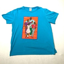 Vintage 1996 KWBL Los Angeles Tee T Shirt Mens M Blue Crew Neck Black Family - £14.64 GBP