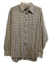 Canali Long Sleeve Button Up Shirt Size 42/16.5 Brown Plaid Check Cotton... - $26.65