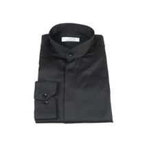 Mens CEREMONIA Pastor Shirt 100% Cotton Turkey Banded Collar #stn 15 hyk black image 3