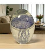 Art Glass Purple Lilac Jellyfish Bubbles Paperweight 4&quot; Oval - €16,97 EUR