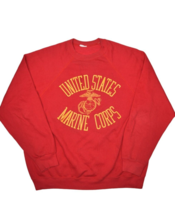 Vintage 80s USMC Sweatshirt Mens XL Red Artex Raglan Crewneck Marine Corps - £30.81 GBP