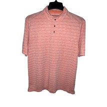 Johnson &amp; Murphy Short Sleeve Men&#39;s Large Polo Shirt Peach White Striped... - $12.45
