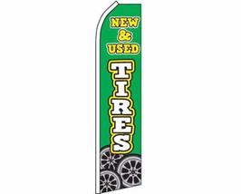 New &amp; Used Tires Green &amp; White Swooper Super Feather Store Front Flag - £19.84 GBP