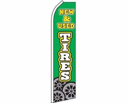 New &amp; Used Tires Green &amp; White Swooper Super Feather Store Front Flag - £19.81 GBP