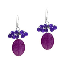 Handmade Oval Purple Amethyst Bead .925 Silver Earrings - £9.22 GBP