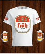 Fruh Kolsch Beer Logo White Short Sleeve  T-Shirt Gift New Fashion  - £25.01 GBP