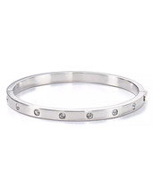  NEW KATE SPADE NEW YORK SILVER BEZEL SET POLISHED BANGLE BRACELET - $44.55