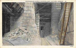 Underground Marble Quarry West Rutland Vermont 1936 linen postcard - $6.93