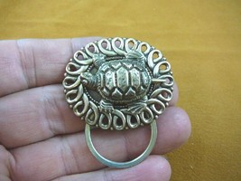 (E-537) Tortoise turtle loop curly brass Eyeglass pin pendant ID badge holder - £17.32 GBP