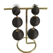 Anthropologie Metallic Gray Tiered Woven Ball Drop Earrings - £6.91 GBP