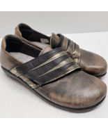 Naot Womens Bronze/Black Leather Strap Slip On Comfort Shoes Size 7 (38) - $43.55